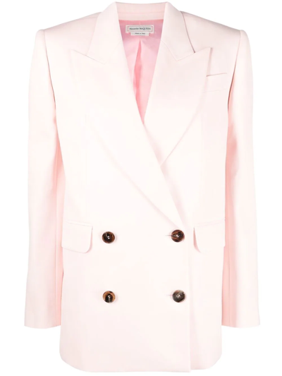 Shop Alexander Mcqueen Double-breasted Boxy Blazer In Pink