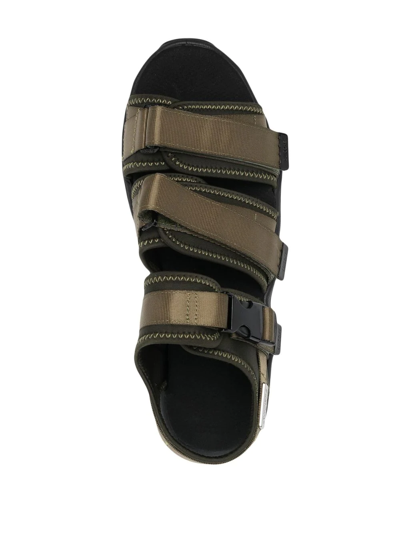 Shop Suicoke Triple-strap Sandals In Green
