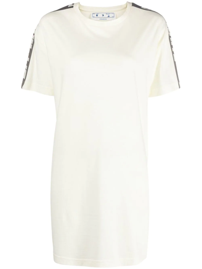Shop Off-white Side-stripe T-shirt Dress In Neutrals