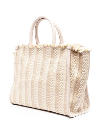 Lanvin In & Out Herringbone Tote Bag In Neutrals