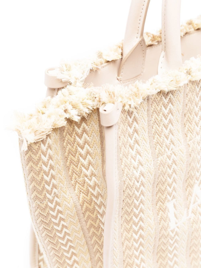 Lanvin In & Out Herringbone Tote Bag In Neutrals