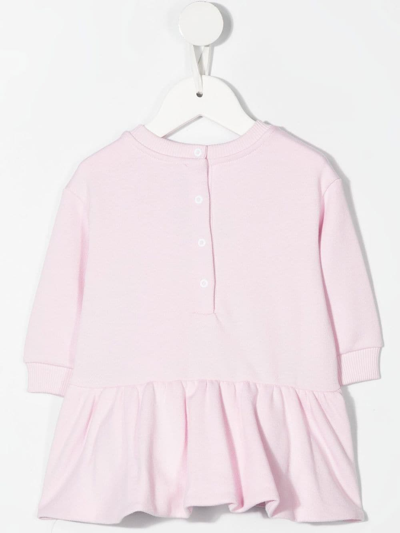 Shop Balmain Logo-print Casual Dress In Pink
