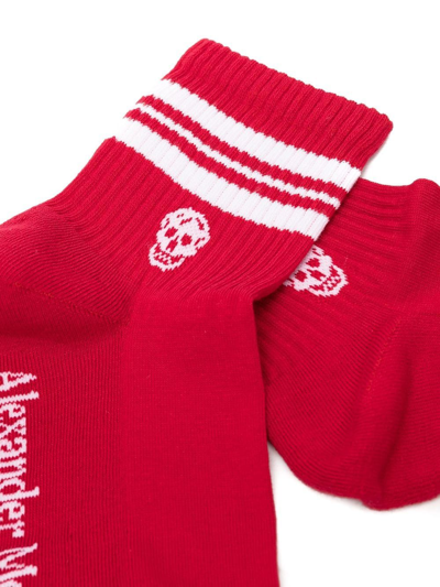 Shop Alexander Mcqueen Logo-print Socks In Red