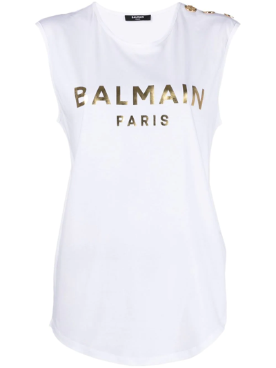Shop Balmain Logo-print Vest In White