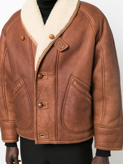 Pre-owned A.n.g.e.l.o. Vintage Cult 1980s Shearling-lined Leather Jacket In Brown