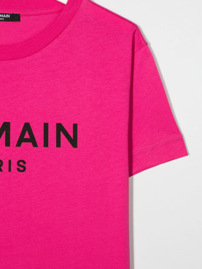 Shop Balmain Short Sleeve T-shirt In Pink