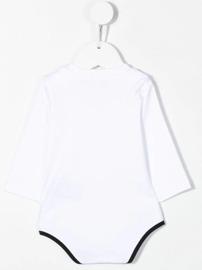 Shop Balmain Logo-print Long-sleeve Body In White