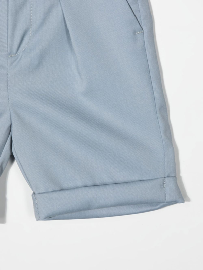 Shop Balmain Straight-leg Virgin-wool Shorts In Blue