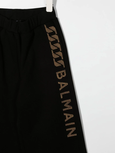 Balmain Logo-embellished Wide-leg Track Pants In Black
