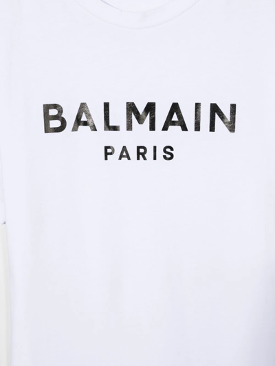 Shop Balmain Teen Logo-print Cotton T-shirt In White