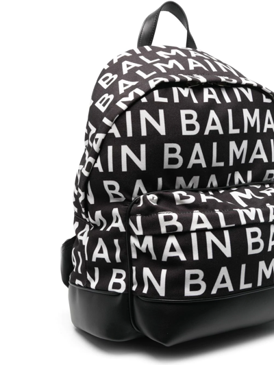 Shop Balmain Logo-print Panelled Backpack In Black