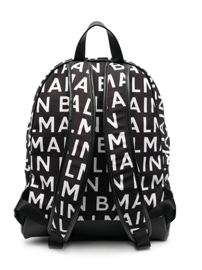 Shop Balmain Logo-print Panelled Backpack In Black