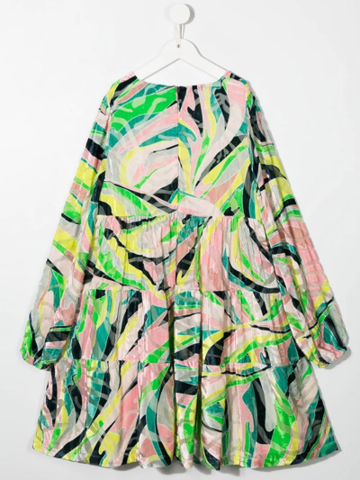 Shop Emilio Pucci Junior Graphic-print Casual Dress In Green