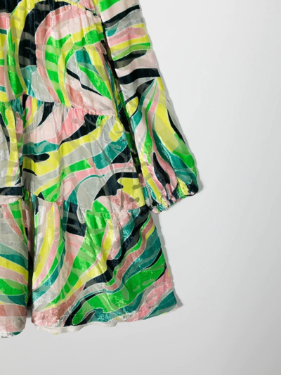 Shop Emilio Pucci Junior Graphic-print Casual Dress In Green