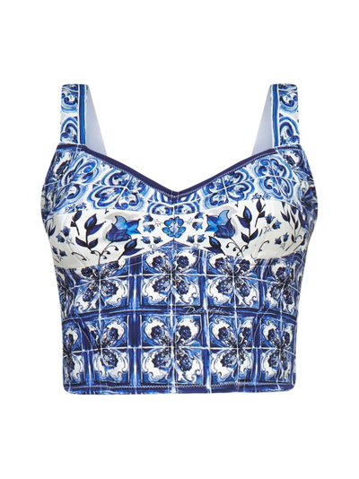 Shop Dolce & Gabbana Allover Printed Cropped Top In Multi