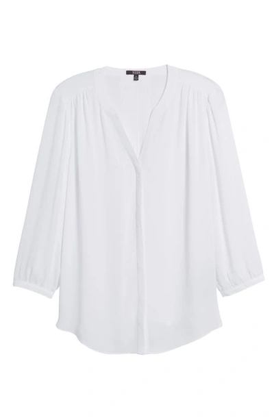 Shop Nydj High/low Crepe Blouse In Optic White