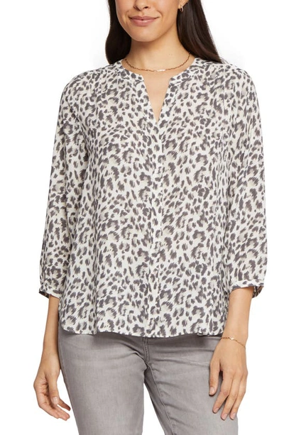 Shop Nydj High/low Crepe Blouse In Stone Cat