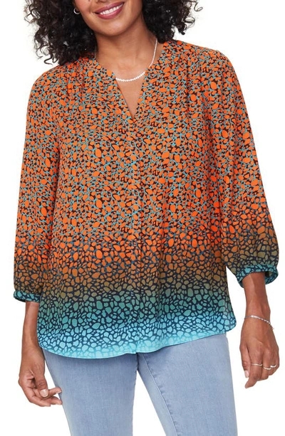 Shop Nydj High/low Crepe Blouse In Ombre Reef