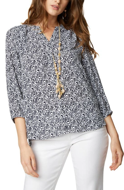 Shop Nydj High/low Crepe Blouse In Mangrove