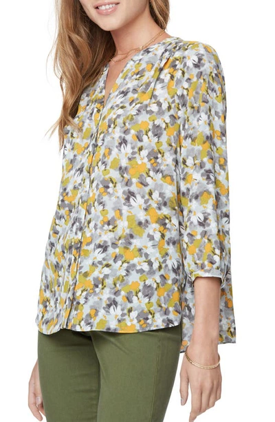 Shop Nydj High/low Crepe Blouse In Monica Blooms