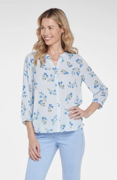 Shop Nydj High/low Crepe Blouse In Riviera Blossoms