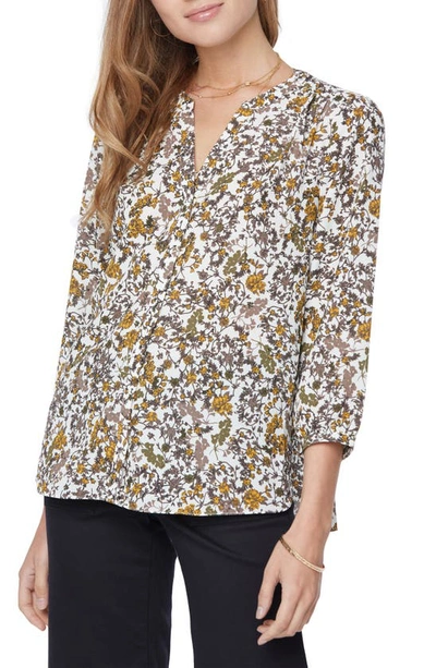 Shop Nydj High/low Crepe Blouse In Bohnett Park