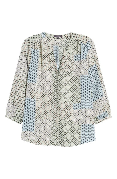 Shop Nydj High/low Crepe Blouse In Demuth Geo
