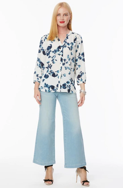 Shop Nydj High/low Crepe Blouse In Ballast Blooms