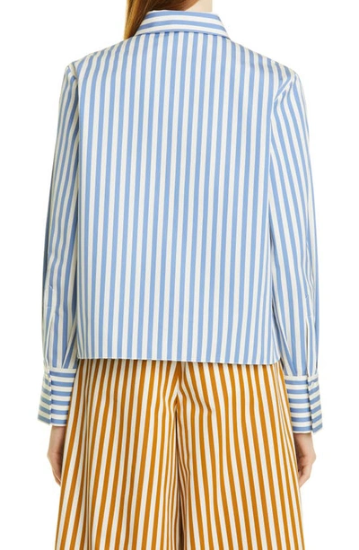 Shop Partow Brooks Stripe Cotton Button-up Shirt In Sky Stripe