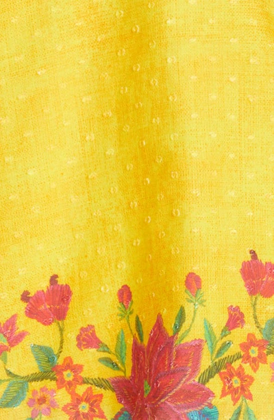Shop Farm Rio Flower Dream One-shoulder Cotton Blouse In Yellow