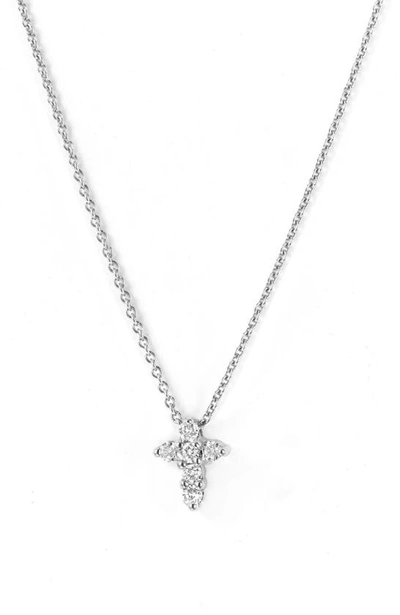 Shop Roberto Coin 'tiny Treasures' Diamond Cross Pendant Necklace In White Gold