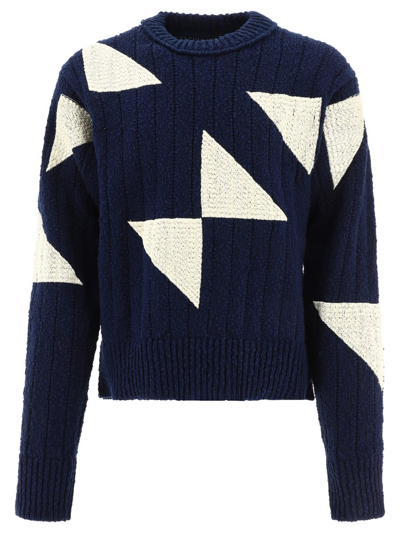 Shop Oamc Geometric Pattern Crewneck Sweater In Blue