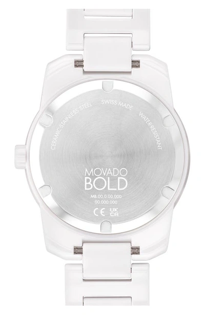 Shop Movado Bold Verso Ceramic Bracelet Watch, 42mm In White