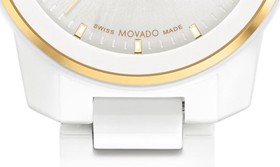 Shop Movado Bold Verso Ceramic Bracelet Watch, 42mm In White