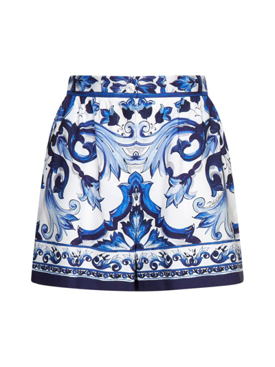Shop Dolce & Gabbana Allover Printed Satin Shorts In Multi