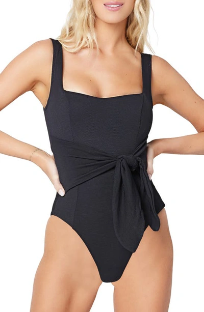 Shop L*space Balboa Tie Waist One-piece Swimsuit In Black