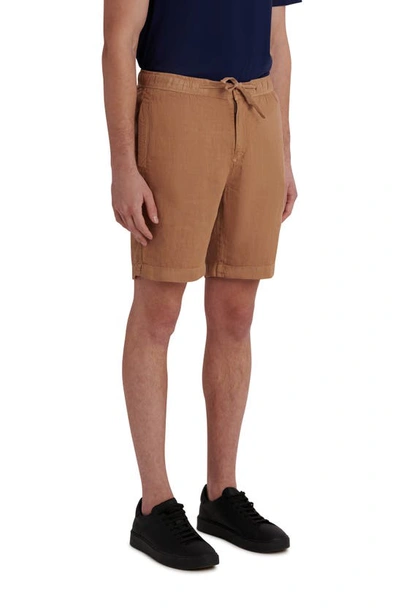 Bugatchi Drawstring Linen Shorts In Caramel