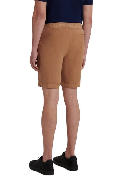 Bugatchi Drawstring Linen Shorts In Caramel