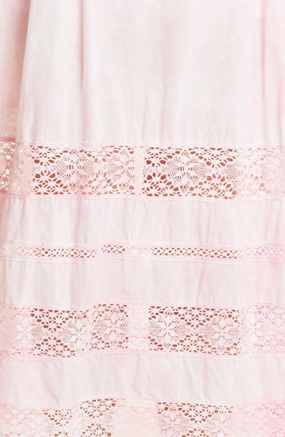 Shop Loveshackfancy Edie Lace Inset Midi Dress In Island Pink Hand Dye