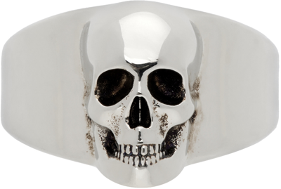 Shop Alexander Mcqueen Silver Skull Ring In 0446 A.silver