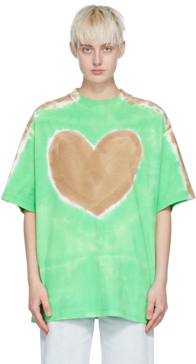 Acne Studios Heart Tie-dye Oversized T-shirt In Ah3/green/brown | ModeSens