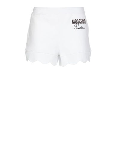 Shop Moschino Shorts With Embroidery In Fantasia Bianco