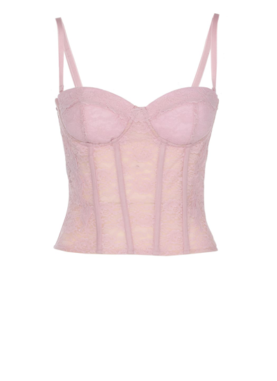 Shop Moschino Lace Top In Pink