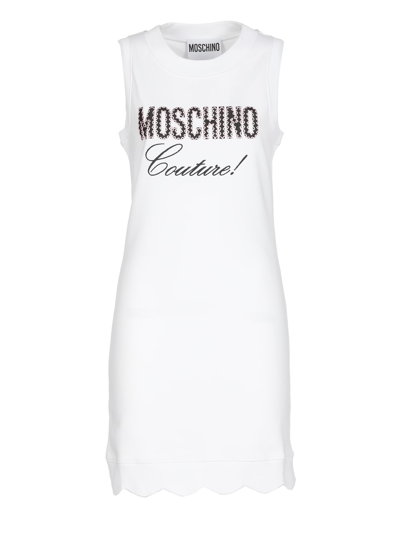 Shop Moschino Sweatshirt Dress In Fantasia Bianco