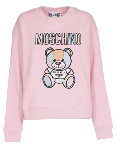 Shop Moschino Teddy Bear Sweatshirt In Fantasia Rosa