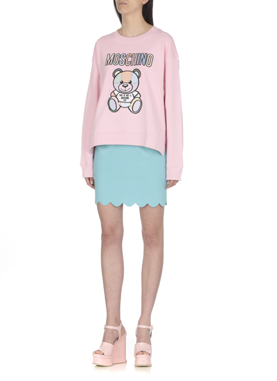 Shop Moschino Teddy Bear Sweatshirt In Fantasia Rosa