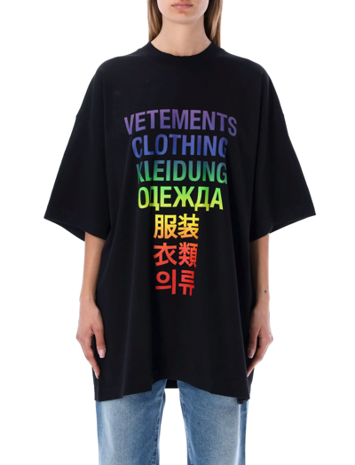 Shop Vetements Translation T-shirt In Black Rainbow