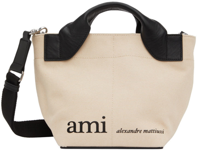 Shop Ami Alexandre Mattiussi Beige Small Market Tote In Natural/113