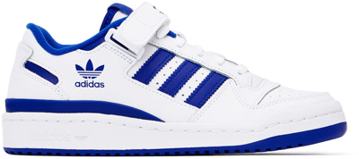 Shop Adidas Originals Kids White & Blue Forum Low Big Kids Sneakers In Ftwr White / Team Ro