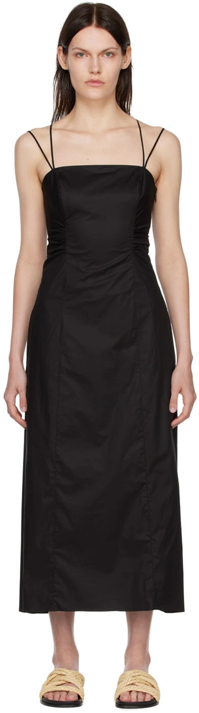 Shop Frame Black Cotton Midi Dress In Noir
